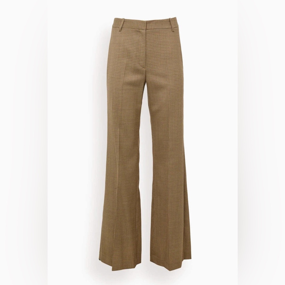 Nili Lotan's Arielle Classic Check / Plaid Tan Women's Wide Leg Flare Pants
